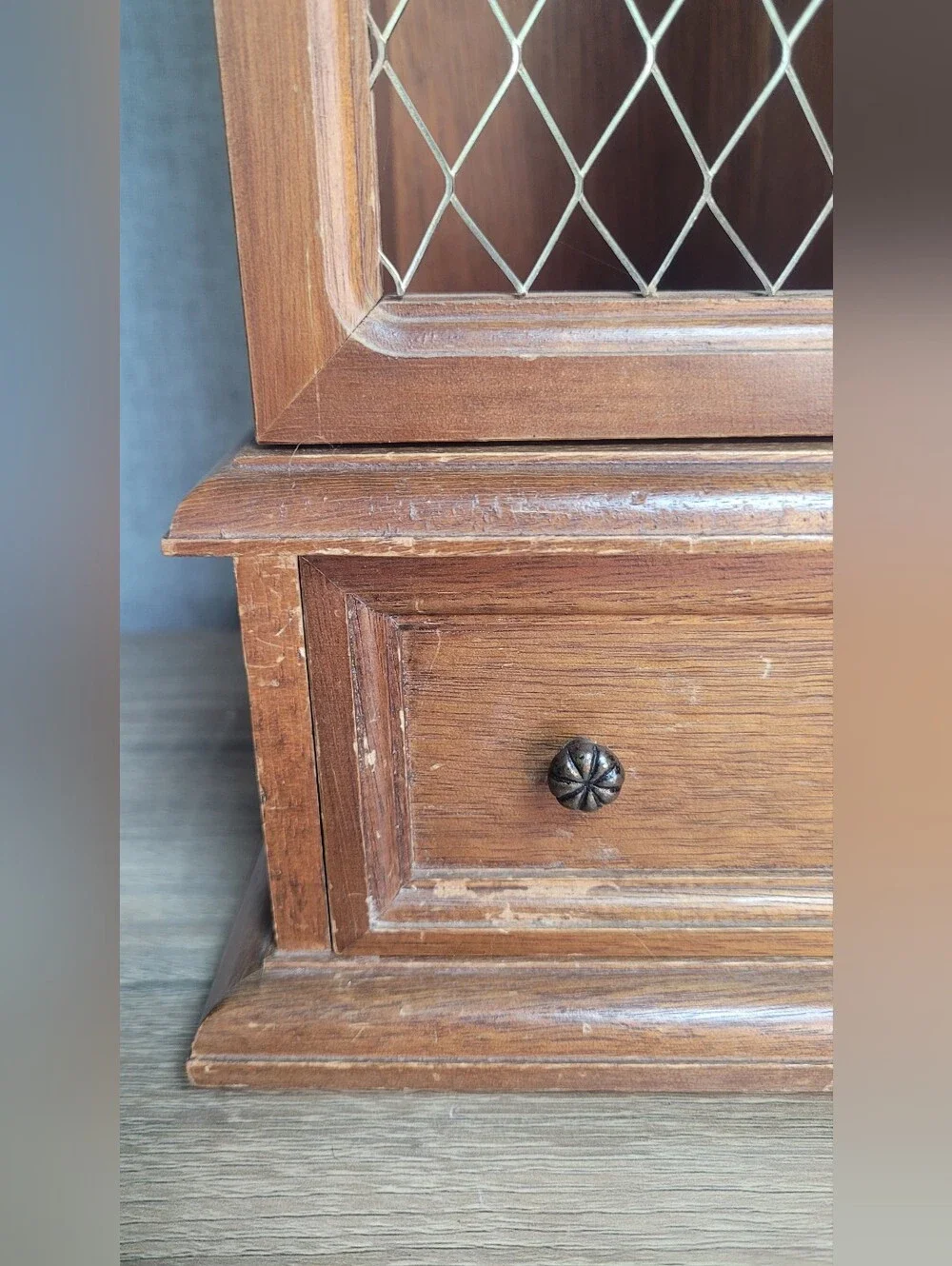 Vintage Wooden Tabletop Jewelry Armoire Cabinet Large Jewelry Box